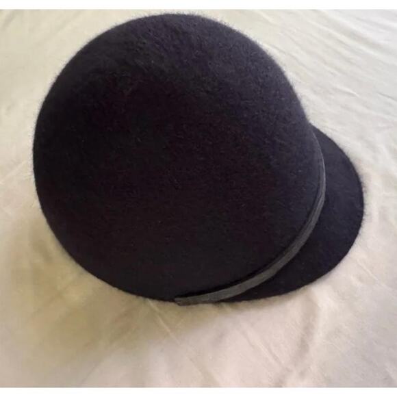 Loro Piana Black/Brown Alligator Trim Riding Cap Hat Cashmere Felt Cash Felt Med main image 5